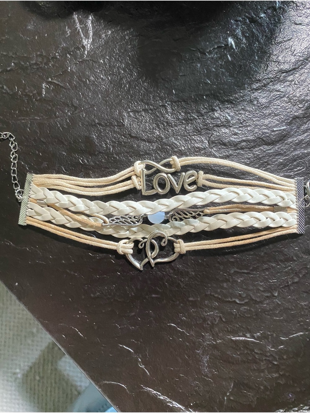 Love Multi-Strand Cream Braided Bracelet - Unbranded